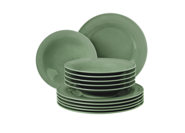 12-teilig Color Tafelservice Glaze Beat grün
